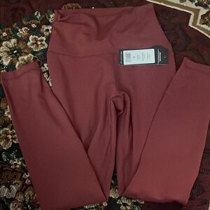 Yogalicious High-Waisted Leggings - Deep Red
